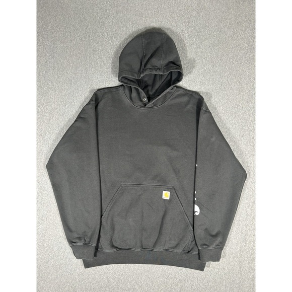 Carhartt Other - Carhartt Loose Fit Hoodie Men's XL Black Sleeve Logo Spellout Pocket Sweatshirt
